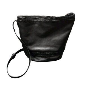 Cole Haan Black Leather Bucket Bag Magnetic Closure Minimalist Classic Purse